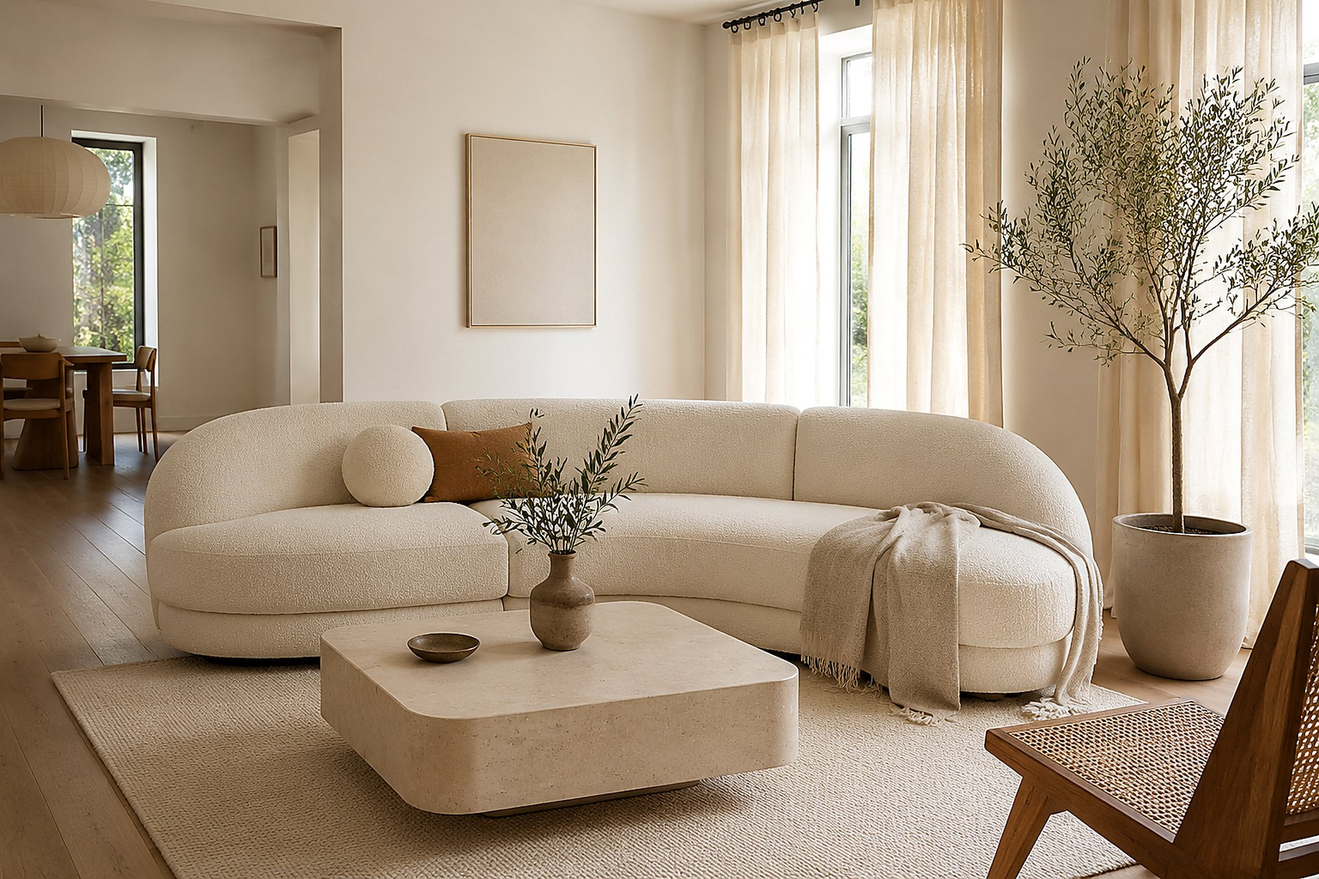 Calm living room and bedroom furniture