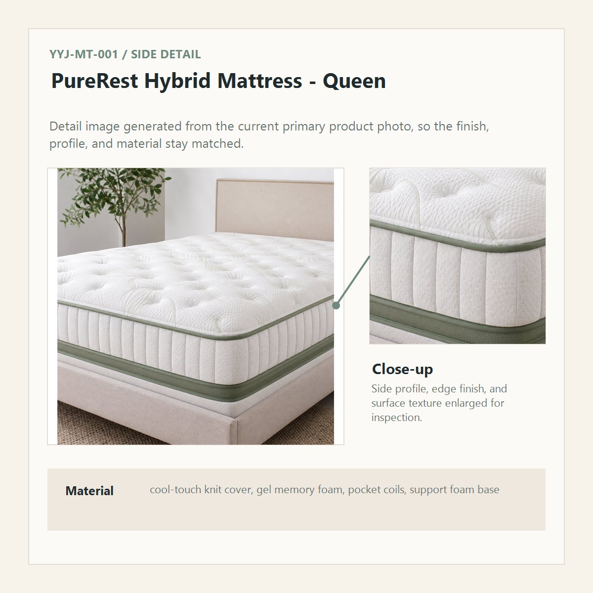 PureRest Hybrid Mattress - Queen side detail close-up