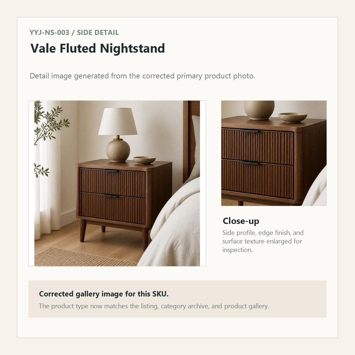 Vale Fluted Nightstand corrected side detail close-up